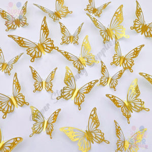 12Pcs Fashion 3D Hollow Butterfly Creative Wall Sticker For DIY Wall Stickers Modern Wall Art Home Wedding Party Birthday Decorations