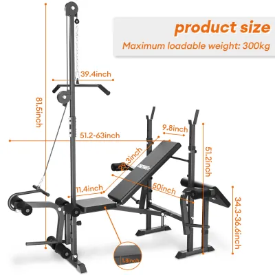 OneTwoFit Weightlifting Bench Press Gym Home Sit Up Fitness Equipment Household Exercise Barbell Squat Rack Exercise Chest Muscle Abdomen Arm Lifting Fitness Equipment Household Dumbbell Stool