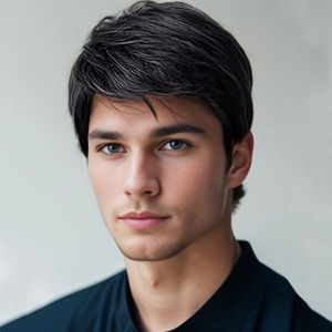 Wig Mens Black Oblique Bangs Simulation Hair Full Head Cover Short Hair Short Straight Hair