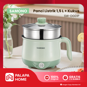 Samono Panci Listrik Serbaguna Kapasitas 1.5L Pas Anak Kost Kukusan Stainless Steel Food Grade Anti Lengket Multifungsi untuk Masak Mie Instan Rebus Goreng Hotpot Elektrik | Desain Handle Ergonomis SW-DG01P