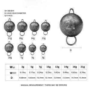 ZEEMIN Fishing Accessories Leaded Jig Head 3g 5g 7g 10g 12g 14g 18g 21g Lead Pendant Round Pendant Lead Sinkers Fishing Sinker For Lure