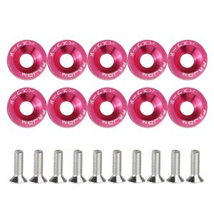 MILDPETAL 10Pcs/Pack M6 Fender Washers JDM Style Universal License Plate Bolts Steel Bolts Car Modified Fasteners for Bumper Engine License Plate Dress Up