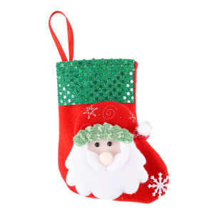 YESPERY ถุงเท้าคริสต์มาส1/4ชิ้นของขวัญถุงขนมรูปตุ๊กตาหิมะซานต้ากวางเอลก์ของตกแต่งบ้านงานเลี้ยงเครื่องประดับแบบแขวนต้นคริสต์มาส