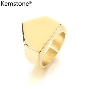 Kemstone vàng bạc hình học kim tự tháp nhẫn thép không gỉ cho phong cách đơn giản cho nam Món quà thời trang