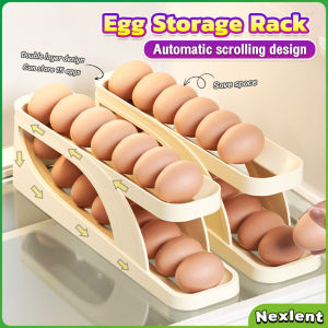 Nexlent 2 Tier Eggs Dispenser Auto Rolling Egg Tray Refrigerator Egg Storage Rack