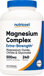 Nutricost Magnesium Complex 500mg - Magie Tổng Hợp 3 Dạng Magie Oxide Citrate và Glycinate