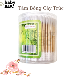 Tăm Bông Ngoáy Tai Người Lớn Gỗ Trúc Aquastar - Rose  Hộp 200 Cây 2 Đầu Tròn Xoắn Tăm Bông Ngoáy Tai Cao Cấp