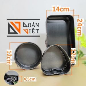 Bộ Khuôn Gài Chống dính Hình Tim - Tròn - Chữ Nhật. Khuôn Bánh Bông Lan - KHUÔN GÀI ĐẾ RỜI Thép Cacbon Không Dính. Dụng cụ làm bánh NƯỚNG TRUYỀN THỐNG gato gateau chiffon VUÔNG TRÒN TIM