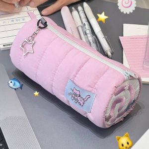 FWFHTP Soft Touch Pen Bag Pink Large Capacity Pen Box Portable Cosmetic Bag Student Gift