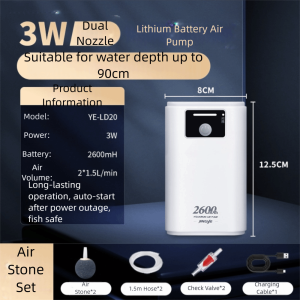 MECOME 1.5/3/3.5W Fish Tank Air Pump USB Rechargeable Low Noise Fish Tank Aerator Portable Lithium Battery Aquarium Oxygen Pump For Outdoor Fishing/Aquarium