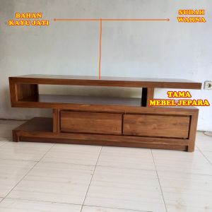 Meja TV S Minimalis Jati Terlaris Rak TV Kayu Jati Jepara