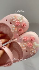 New Arrival: Sophisticated niche-style camellia shoe accessory in a premium quartz-pink rose hue.