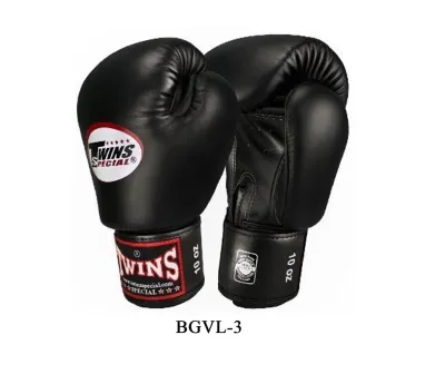 Twins special Boxing Gloves BGVL-3 All Black 810121416 oz Muay Thai Sparring MMA K1 นวมซ้อมชกทวินส์ สเปเชี่ยล สีดำ หนังแท้ 100%