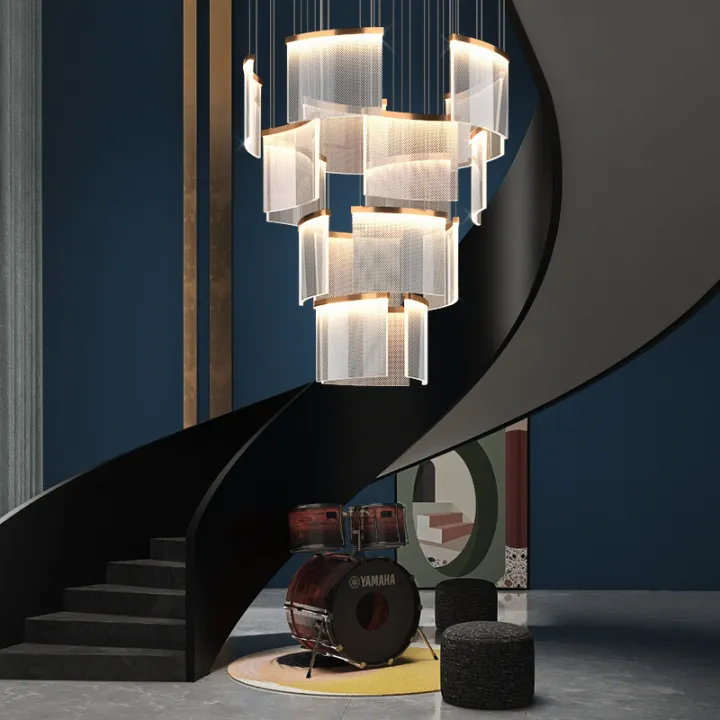 【Warranty】Luxury villa chandelier apartment staircase chandelier Nordic ...