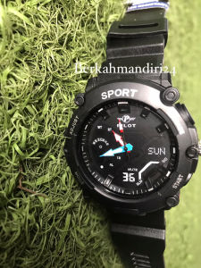Jam Tangan Pilot Hitam Sport Jam Digital Pria Digital Water Resistent