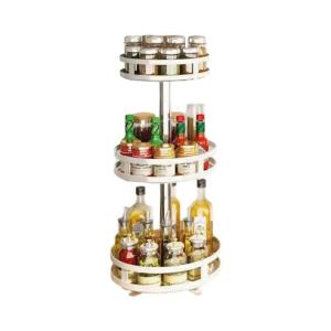 Countertop Storage Rack Adjustable Round Shelf for Kitchen Bathroom Accessory Sturdy Metal Construction