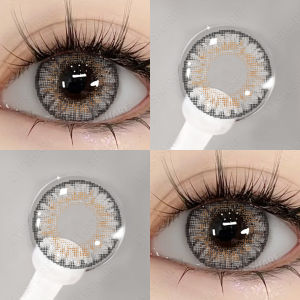 Menyinarimu Softlens 1Sepasang 3TONE Gray Brown 14.5mm Big Eye Lensa Kontak Normal Softlen Softlens Mata