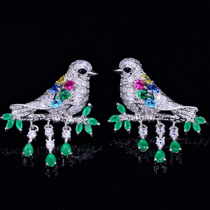 SEQUITO%20Lucky%20Bird%20Sterling%20925%20Silver%20Tassel%20Drop%20Earrings%20Paved%20Multicolor%20AAA%20Cubic%20Zircon%20Vivid%20Swallows%20Shape%20Women%20Ear%20Jewelry%20for%20Banquet%20Party%20SE710%20-%20Image%205