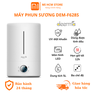 Máy tạo độ ẩm Deerma DEM-F628S Dung Tích 5L 3 Mức Độ Phun Sương Nút Điều Khiển màn hình cảm ứng Diệt Khuẩn Nước Bằng Tia UV Xông Tinh Dầu giữ ẩm làm sạch không khí hiệu quả hàng chính hãng bảo hành 2 năm
