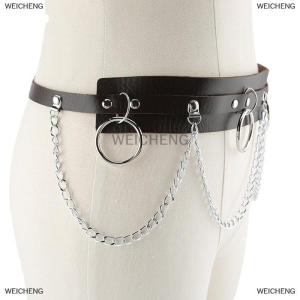 [COD] WEICHENG Faux Leather Metal Circle Chain Tassel Waist Belt Punk Gothic Body Accessories