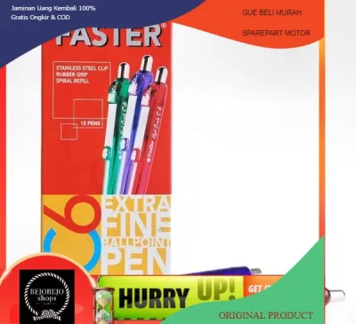 Ballpoint Faster - 1 pcs Pulpen Faster C6 Cetek - Warna Tinta HITAM / BIRU/MERAH