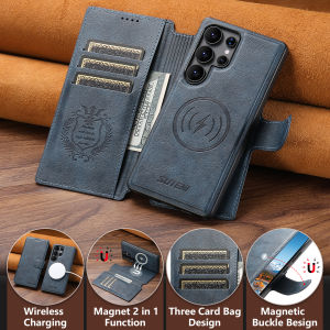 0930[Local Stock] Christmas Halloween SUTENI PU Leather Wireless Charging Card Holder Stand Wallet magneticed Flip Cover Phone Case For Samsung Galaxy S26 Ultra S25 S24 h261009