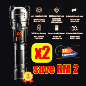 lampu suluh terang jarak jauh LED Mini Torch Light super bright with Powerbank Rechargeable Flashlight Super Bright 3000lm   torch light rechargeable Super Bright Camping Light 手电筒 torchlight  tactical flashlight zoom LED (with 18650 Battery)