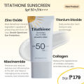 TITATHIONE Spf 50 with Zinc Oxide, Titanium Dioxide, Niacinamide. 