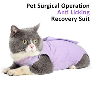 Sentexin FemaleCat Surgical Recovery Suits for Abdominal Wounds or Skin Diseases Anti Licking After Surgery Clothing Suit for Cats