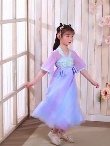 Hanfu Girls Autumn Clothing Childrens Tang Costume Long Sleeve Ancient Costume Jacket and Dress Little Girl Chinese Style Princess Dress Super Fairy Dress