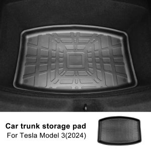 For Tesla Model 3 Highland 2024 Car Trunk Storage Pad Anti Noise Interior 1pcs TPE Rear Trunk Protector Mat Car Interior Accessories