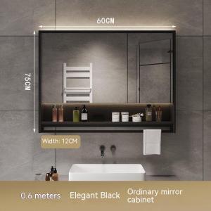 Runzeu Intelligent Bathroom Mirror Cabinet Wall Mounted Anti Fog Bathroom Mirror Rack With Backlight Separate Storage Integrated Cabinet