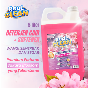 Real Clean Detergent Plus Softener Cair Sakura Blossom - Deterjen Cair Laundry Liquid Konsentrat