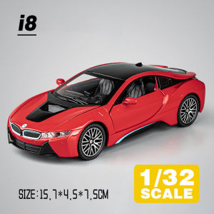 LEO 1:32 BMW i8 Supercar Metal Diecast Alloy Toy Car Model Trucks For Kids Toys Vehicles Hobbies Collection