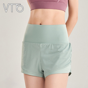 VTTO 2 in 1 Women Sport Shorts Yoga Fitness Sportswear High Waist Quickly-dry Workout Running Shorts with Pockets