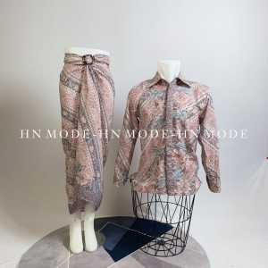 Naily kebaya - Couple kemeja batik panjang mix rok lilit floral volume 2 / Couple batik floral terbaru