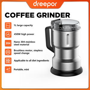 Dreepor Electric Coffee Grinder Multifunctional Stainless Steel Coffee Grinder Pulverizer Seasonings Spices Nuts Cereals Grains Bean Household Grinder Machine Heavy Duty