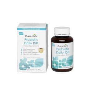 GreenLife Probiotic Daily 15B (3 Strains)  Immune System Booster & Digestive Balance Support (30 Veggie Capsules)