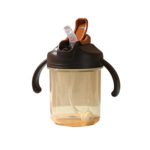 TANFU Drop-resistant Toddler Water Bottle Portable Leak-proof Toddler Feeding Sippy Cup BPA Free Dual Handle Baby Straw Drinking Cup Kids