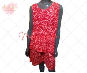 Plus Size 3XL Adult Floral Terno Shorts and Blouse Pangbahay for Women