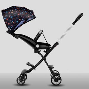 Baby rotateable push stroller lightweight foldable high-view baby stroller four-wheel stroller