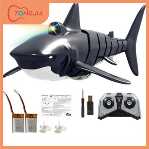 TongJia Simulation 2.4G 4CH Electric Shark RC Boat Vehicles Waterproof Swimming Pool Model Toys with 2 Batteries