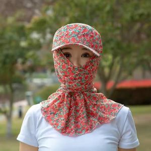 VBNFH Flower Picking Tea Hat Breathable Portable Neck Protection Hat Sun Hat Cotton Sunshade Shawl Cap Women