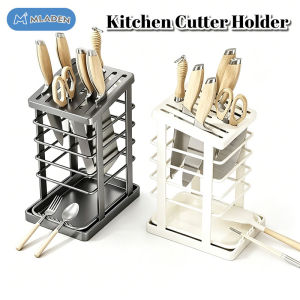 MLADEN 5-IN-1 Kitchen Knife Holder Knife Tool Storage Rack With Drain Tray 304 Stainless Steel 刀架