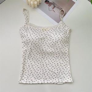 B1T1 Camisole Cotton Lace Sleeveless Y2K Sweet Girl Knitted Top Summer Slim Ladies Top