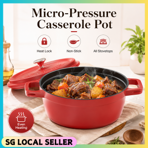 SG READY STOCK Enamel Pot Cast iron Pot Household Soup Pot 24cm Uncoated Pot Multifunctional Kitchen Cooker 珐琅锅