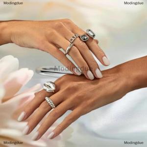 [COD] Modingdue 5Pcs Set Goth Crystal Open Ring For Women New Trend Geometric Adjustable Knuckle Rings New Year Party Jewelry Gift