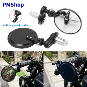 Motorcycle Black 7/8" Round Bar End Rear Mirrors Foldable Moto Motorcycle Motorbike Scooters Rearview Mirror Side View Mirrors