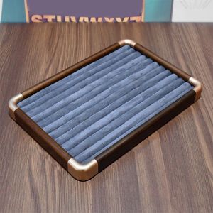 HULEQQI Nhung Khay trang sức bằng gỗ Dây chuyền và vòng tay Dung lượng lớn Hộp tổ chức trang sức Đơn giản Hộp lưu trữ Khay trưng bày trang sức Kho lưu trữ trang sức