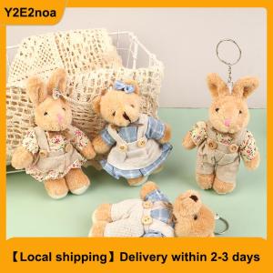 【Local shipping】 Cute Wear Clothes Bear Plush Toy Cartoon Rabbit Pendant Soft Stuffed Doll Keychain Backpack Car Bag Key Ring Decor Kid Gift
